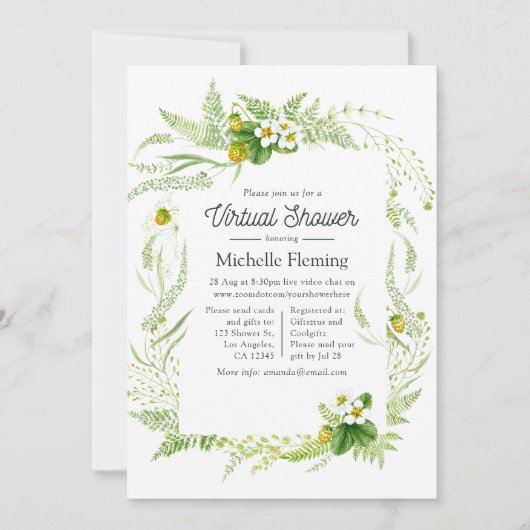 Rustikale Landgrün Virtual Dusche Einladung (Vorderseite)