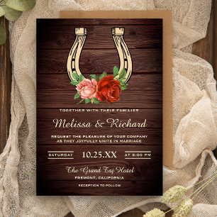 Rustikale Landhaus-Hochzeit mit Holz und floralem  Einladung