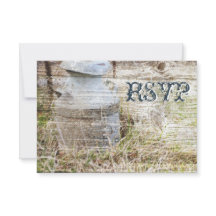 Rustikale Landhaus-Hochzeits-RSVP-Karten aus Holz