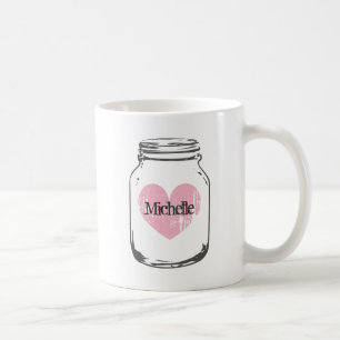 Rustikale Landhaus-Mason-Jar-Tasse mit Namen Kaffeetasse