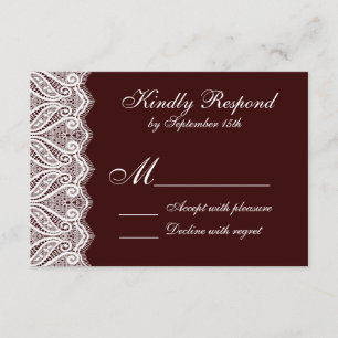 Rustikale Landhaus-Spitze rote Hochzeits-RSVP-Kart RSVP Karte