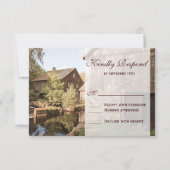 Rustikale Landhaushütte Hochzeitskarten RSVP (Vorderseite)