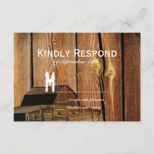 Rustikale Landhausstall-Hochzeitskarten RSVP Karte