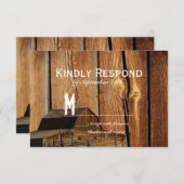 Rustikale Landhausstall-Hochzeitskarten RSVP Karte (Vorne/Hinten)