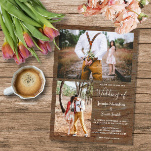 Rustikale Landhochzeit Barn Holz Foto Collage Einladung