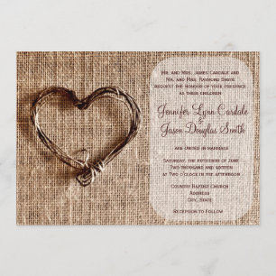 Rustikale Landhochzeit Einladung mit Jute-Twine-He