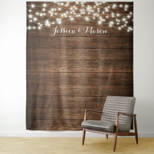 Rustikale Landhochzeit Hintergrund Foto Booth Lich Wandteppich