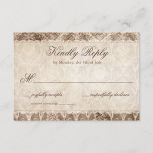 Rustikale Landhochzeit-Hirschgeweih + Spitze-Hochz RSVP Karte