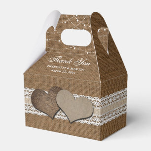 Rustikale Landhochzeit mit Jute und Spitze Danksag Geschenkschachtel