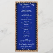 Rustikale Landhochzeit Programme aus Jute Blau (Rückseite)