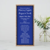 Rustikale Landhochzeit Programme aus Jute Blau (Stehend Vorderseite)