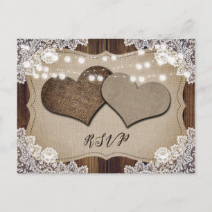 Rustikale Landhochzeit RSVP-Postkarte mit Essensau Einladungspostkarte