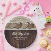 Rustikale Landholz-Hochzeit Pappteller (Party)