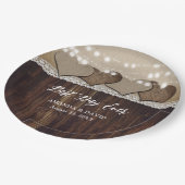 Rustikale Landholz-Hochzeit Pappteller (Schrägansicht)