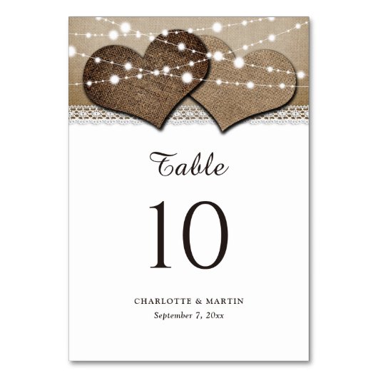 Rustikale Landkarten für Burlap- und Spitzen-Tisch Tischnummer (Rückseite)