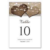 Rustikale Landkarten für Burlap- und Spitzen-Tisch Tischnummer (Vorderseite)