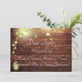 Rustikale Landleuchten Maid Matron Man Bridesmaid Einladung (Stehend Vorderseite)