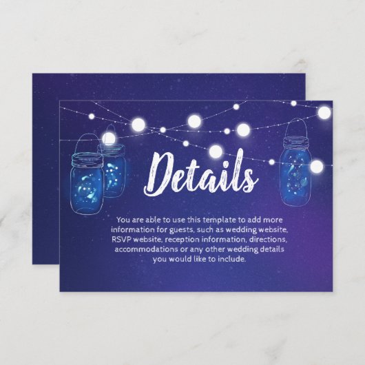 Rustikale Landleuchten Maurergläser Hochzeit Detai Begleitkarte (Vorne/Hinten)