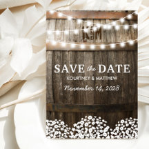 Rustikale Ländliche Save-the-Date-Karte | Lichterk
