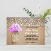 Rustikale Landmason Glas lila Hydrangea Hochzeit Einladung (Stehend Vorderseite)