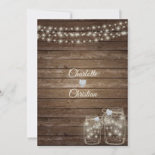 Rustikale Landmason Lights Hochzeitseinladung Einladung (Rückseite)