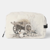 Rustikale Landschaft Holzskizze Waschbeutel (Rückseite)