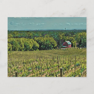 Rustikale Landschaft mit Stall und Weinberg Postkarte