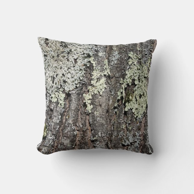 Rustikale Landschaft Mossy Bark Eichenbäume Foto Kissen (Vorderseite)
