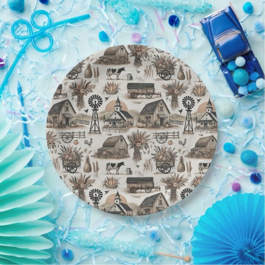 Rustikale Landschaft Pappteller (Party)