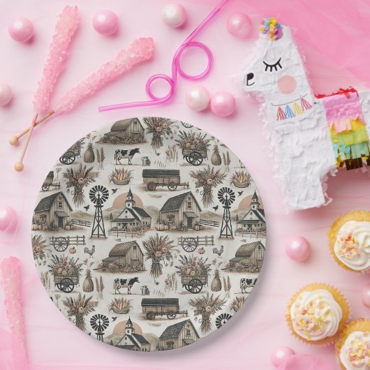 Rustikale Landschaft Pappteller (Party)