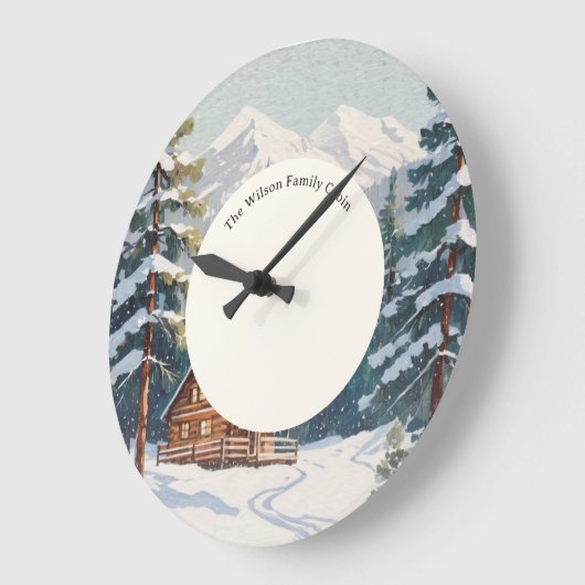 Rustikale Landschaft Schneeszene Ferienhaus Große Wanduhr (Winkel)