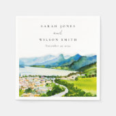 Rustikale Landschaft Seebad Landschaft Hochzeit Serviette (Vorderseite)