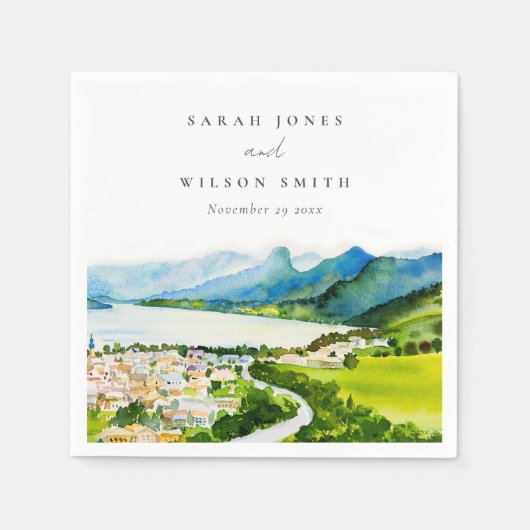 Rustikale Landschaft Seebad Landschaft Hochzeit Serviette (Vorderseite)