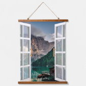 Rustikale Landschaft Seehaus Aussicht Wandteppich Mit Holzrahmen (Vorderseite)