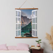 Rustikale Landschaft Seehaus Aussicht Wandteppich Mit Holzrahmen (Schlafzimmer)