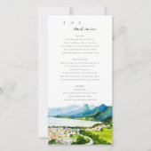 Rustikale Landschaft Village Lake Wedge Menu Card Dankeskarte (Vorderseite)