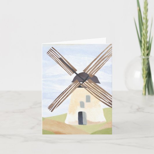 Rustikale Landschaft Windmill | Aquarellkarte (Vorderseite)