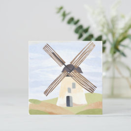 Rustikale Landschaft Windmill | Aquarellkarte