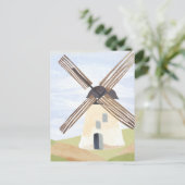 Rustikale Landschaft Windmill | Natur Wasserfarbe Postkarte (Stehend Vorderseite)
