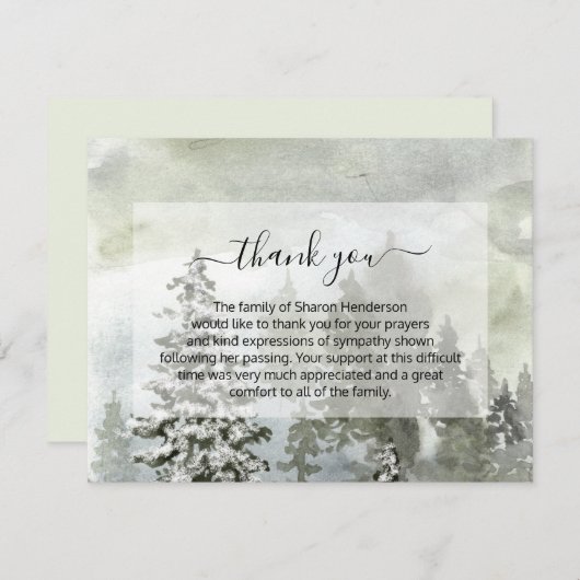 Rustikale Landschaftsbeerdigung Danke Karte (Vorne/Hinten)