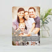 Rustikale Landschneeflocken Weihnachtsfotokarte Feiertagskarte (Stehend Vorderseite)