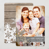 Rustikale Landschneeflocken Weihnachtsfotokarte Feiertagskarte (Vorne/Hinten)