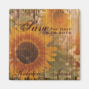 rustikale Landsonnenblume, die Save the Date Magnet