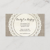 Rustikale Landspitze Doion auf Naturbrauner Burlap Visitenkarte (Vorderseite)