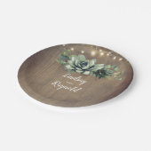 Rustikale Landsucculents Grüne Hochzeit Pappteller (Schrägansicht)