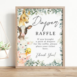 Rustikale Landtiere, Baby Diaper Raffle Poster