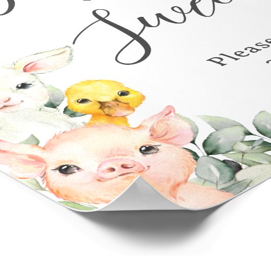 Rustikale Landtiere Baby sind süße Leckerei Poster (Ecke)