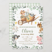 Rustikale Landtiere Barnyard Geburtstag Einladung (Vorne/Hinten)