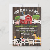 Rustikale Landtiere Einladung zur Geburtstagsparty (Vorderseite)