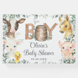Rustikale Landtiere Stallengrün Boy Babydusche Gästebuch